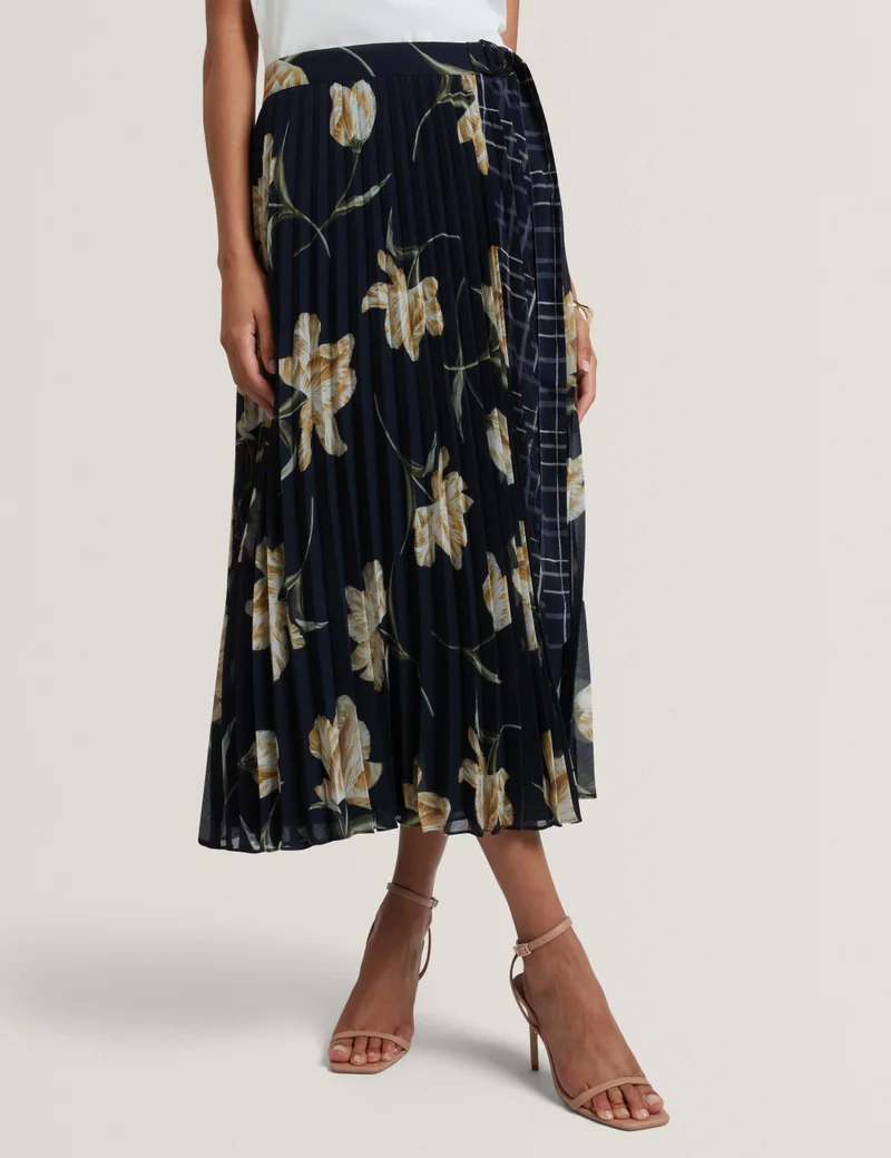 Ted Baker Printed Pleat Wrap Midi Skirt